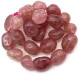 7.5" Strand Approx. 5-9mm Strawberry Quartz Tumbled Nugget Beads