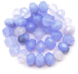 Approx. 7.5" Strand 8x5mm Banded Agate (Dyed/Heated) Faceted Rondelle Beads, Cornflower Blue