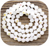 Approx. 12" Strand 4mm Crystal Faceted Bicone Beads, White Jade AB