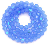 Approx. 13" Strand 4mm Crystal Faceted Bicone Beads, Cornflower Blue Jade AB