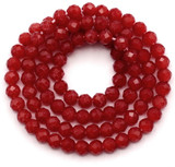 Approx. 14" Strand 4mm Crystal Faceted Round Beads, Red Jade