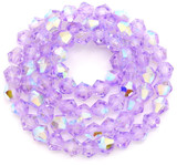 Approx. 10.5" Strand 4mm Crystal Faceted Bicone Beads, Lilac AB