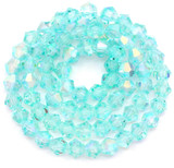 Approx. 10.5" Strand 4mm Crystal Faceted Bicone Beads, Aqua AB
