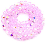Approx. 10.5" Strand 4mm Crystal Faceted Bicone Beads, Rose AB