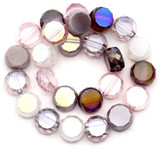 Approx. 7" Strand 8mm Crystal Faceted Coin Beads, Purple Mix