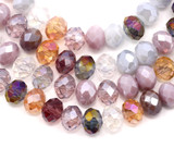 Approx. 7" Strand 6x7mm Crystal Faceted Rondelle Beads, Lavender & Peach Mix (See Photo for Variation)