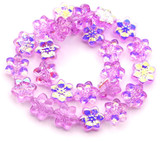 Approx. 13" Strand 13x12mm Glass Flower Beads, Lilac AB