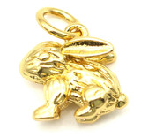 10x11mm 18k Gold-Plated Brass 3D Rabbit Charm