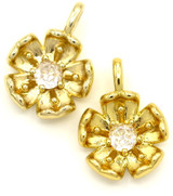 2pc 18x13mm 18k Gold-Plated Brass & Cubic Zirconia Flower Drops
