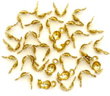 30pc 8x4mm 18k Gold-Plated Stainless Steel Clamshell 2-Loop Knot/Crimp Cover Bead Tips