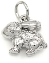 11x10mm Platinum-Plated Brass 3D Rabbit Charm
