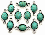 10pc 17x8mm Synthetic "Turquoise" (Man-Made) Oval Links, Antique Silver