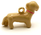 17x11.5mm Enameled Dachshund Dog Charm, Tan