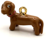 17x12mm Enameled Dachshund Dog Charms, Brown