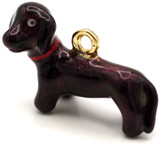 17x12mm Enameled Dachshund Dog Charms, Metallic Red-Brown