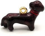 17x12mm Enameled Dachshund Dog Charms, Metallic Red-Brown