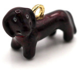 17x12mm Enameled Dachshund Dog Charms, Metallic Red-Brown