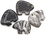 Approx. 50x36mm Picasso Marble Zuni Bear Pendant (See Photo for Variation)