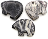 Approx. 50x36mm Picasso Marble Zuni Bear Pendant (See Photo for Variation)