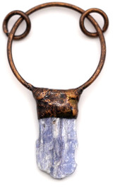 Approx. 54x30mm Kyanite Rustic Point Pendant, Antique Copper (See Photos for Variation)