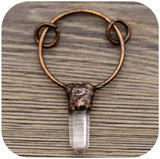 Approx. 51x30mm Quartz Rustic Point Pendant, Antique Copper (See Photos for Variation)