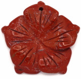 1pc Approx. 29x28mm Red Jasper Carved Flower Pendant (See Photos for Variation)