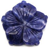 1pc Approx. 29x28mm Sodalite Carved Flower Pendant