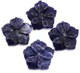 1pc Approx. 29x28mm Sodalite Carved Flower Pendant