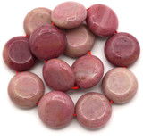 Approx. 7.5" Strand 15mm Rhodonite Coin Beads
