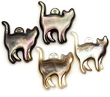 16x14mm Black Lip Shell Carved Cat Pendant (See Photos for Variation)