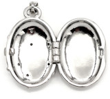 27x18mm Platinum-Plated Brass & Cubic Zirconia Vine-Patterned Oval Locket Pendant