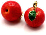 15x11mm Enameled 3D Apple Pendant, Gold