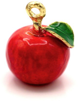 15x11mm Enameled 3D Apple Pendant, Gold