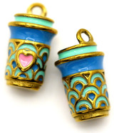 13x7mm 18k Gold-Plated Stainless Steel Enameled Travel Cup Pendant
