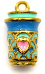 13x7mm 18k Gold-Plated Stainless Steel Enameled Travel Cup Pendant