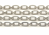1 Meter 7x4mm and 5x4mm Stainless Steel Textured Oval Jewelry Chain