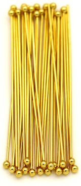 30pc 21-Gauge 50mm 18k Gold-Plated Stainless Steel Head Pins