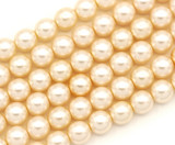 4.5" Strand (About 14pc) 8mm Czech Pressed Glass Druk Round Beads, Alabaster/Light Peach Pearl