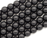 4.5" Strand (About 14pc) 8mm Czech Pressed Glass Druk Round Beads, Jet