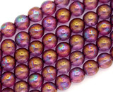 4.5" Strand (About 14pc) 8mm Czech Pressed Glass Druk Round Beads, Crystal w/Iris Luster