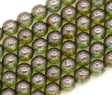 4.5" Strand (About 14pc) 8mm Czech Pressed Glass Druk Round Beads, Crystal w/Lazure Blue Luster