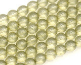 4.7" Strand (About 14pc) 8mm Czech Pressed Glass Druk Round Beads, Crystal w/Pale Sage Luster
