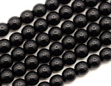 4.5" Strand (About 19pc) 6mm Czech Pressed Glass Druk Round Beads, Jet