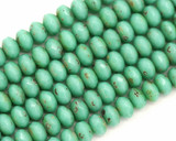 4.7" Strand (About 33pcs) 3x5mm Czech Fire-Polished Pressed Glass Faceted Donut Rondelle Beads, Turquoise Mint w/ Picasso