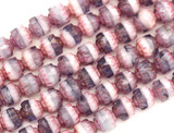 4.7" Strand (About 19pc) 6mm Czech Fire-Polished Pressed Glass Faceted Cathedral Beads, Pale Amethyst & White Swirl w/Lila Vega