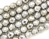 4.7" (About 14pc) 8mm Czech Fire Polished Glass Faceted Round Beads, Crystal w/Full Labrador