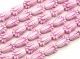 Approx. 4.7" Strand (About 10pc) 12x8mm Czech Pressed Glass Tulip Beads, Alabaster w/Rose Wash