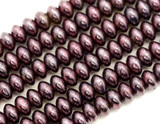 Approx. 4.7" Strand (About 23pc) 8x5mm Czech Pressed Glass Rondelle Beads, Striated Mix w/Lila Bronze Luster