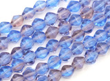 Approx. 4.7" Strand (About 20pc) 6mm Czech Pressed Glass Bicone Beads, Light Sapphire & Rosaline Mix