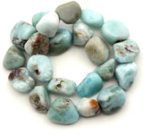 Approx. 7.5" Strand 8-13mm Larimar Tumbled Nugget Beads